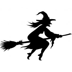 Stickers sorcière sur balai 2