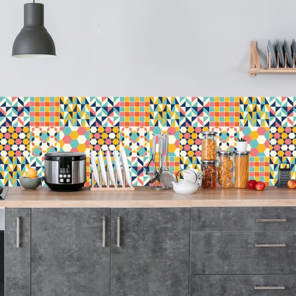 Crédence adhésive carrelage style retro 80