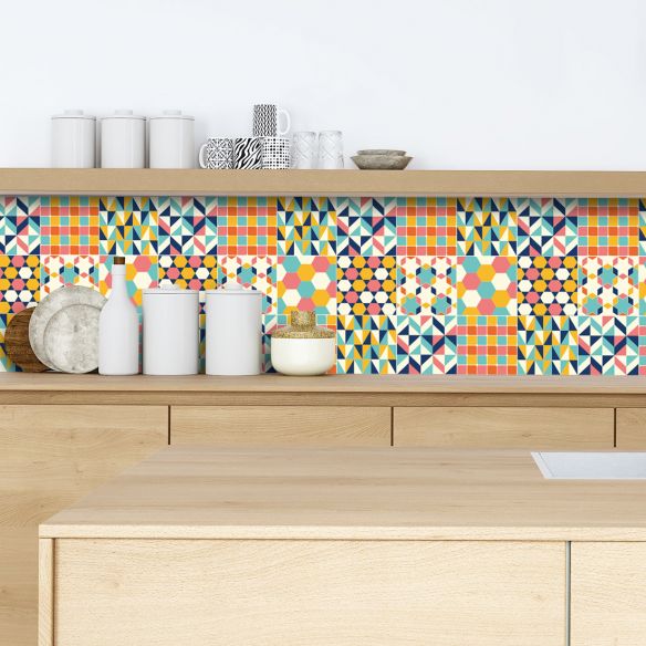 Crédence adhésive carrelage style retro 80