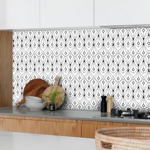 Crédence adhésive géométrique noir et blanc