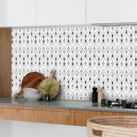 Crédence adhésive géométrique noir et blanc