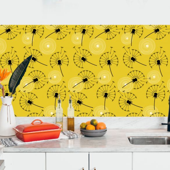Crédence adhésive pissenlit fond jaune