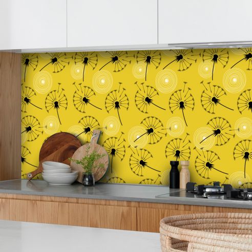 Crédence adhésive pissenlit fond jaune