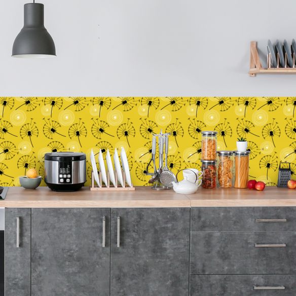 Crédence adhésive pissenlit fond jaune