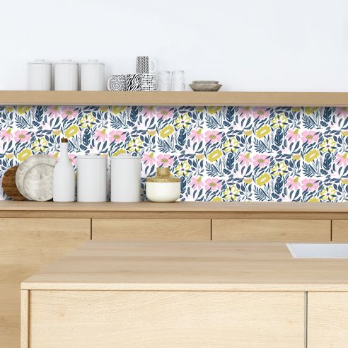 Crédence adhésive motifs floraux