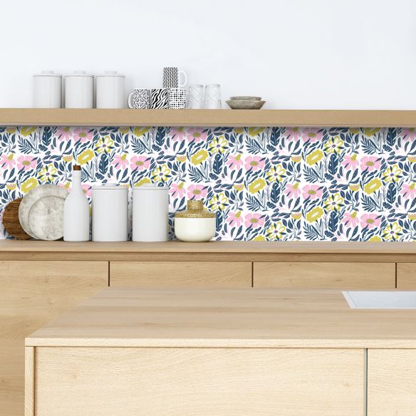 Crédence adhésive motifs floraux