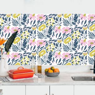 Crédence adhésive motifs floraux 2