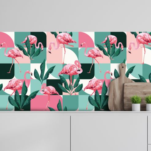 Crédence adhésive flamant rose