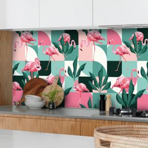 Crédence adhésive flamant rose 2