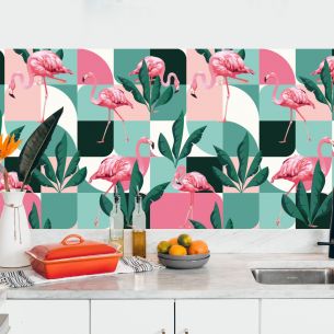Crédence adhésive flamant rose