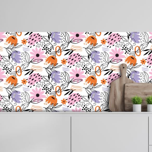 Crédence adhésive déco florale