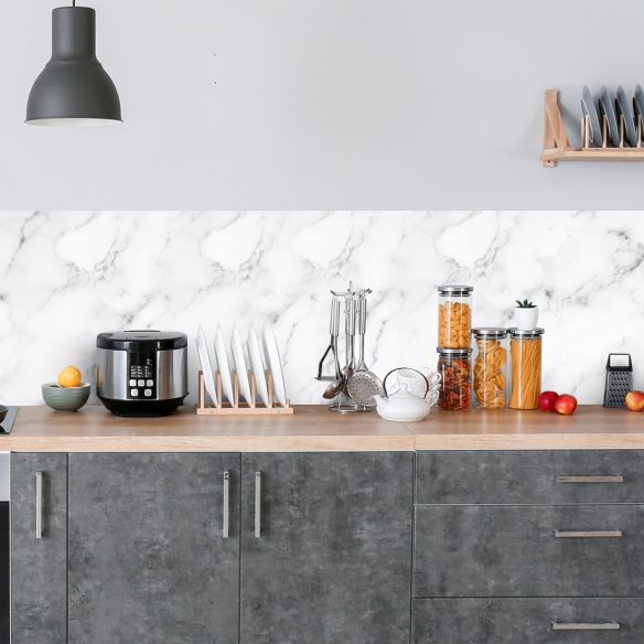 Crédence adhésive marbre blanc