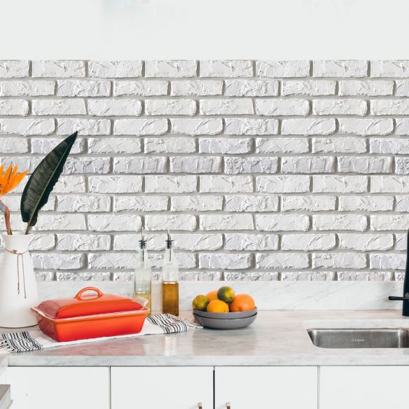 Crédence adhésive briques blanches