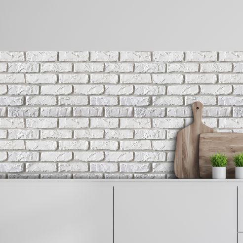 Crédence adhésive briques blanches