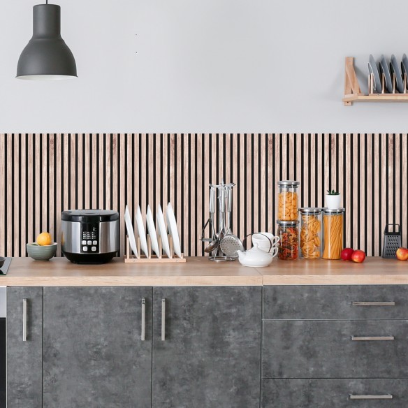 Crédence adhésive mur tasseau bois