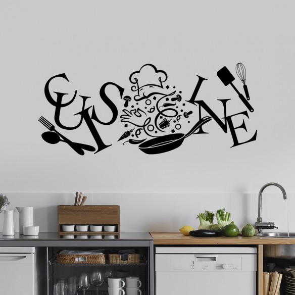Sticker mural cuisine