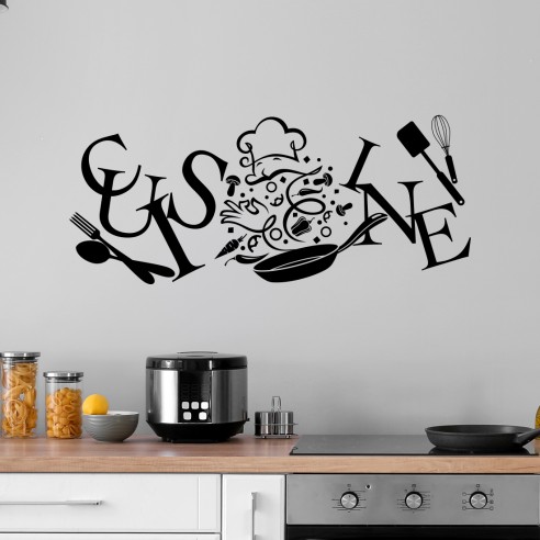Sticker mural cuisine