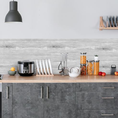 Crédence adhésive effet bois gris