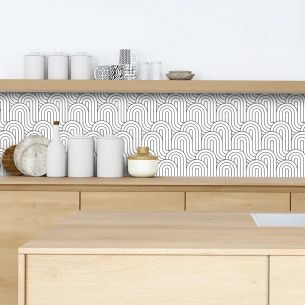 Crédence adhésive motifs vagues noir 2