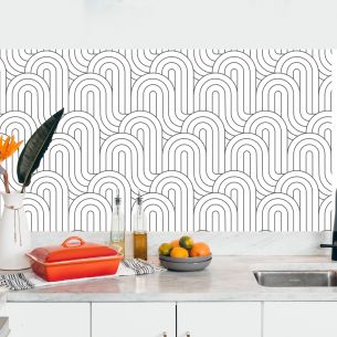 Crédence adhésive motifs vagues gris 2