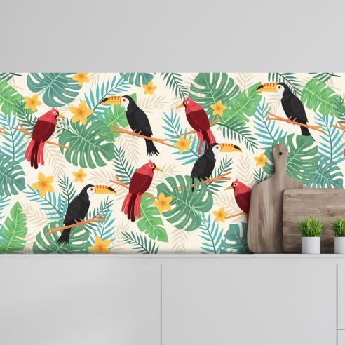 Crédence adhésive perroquet tropical