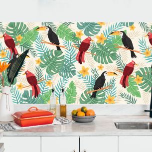 Crédence adhésive perroquet tropical 2