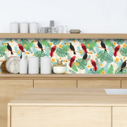 Crédence adhésive perroquet tropical