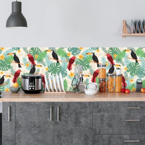 Crédence adhésive perroquet tropical