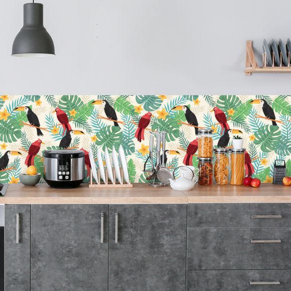 Crédence adhésive perroquet tropical