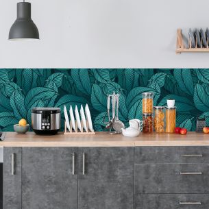 Crédence adhésive feuillage turquoise