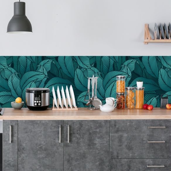 Crédence adhésive feuillage turquoise
