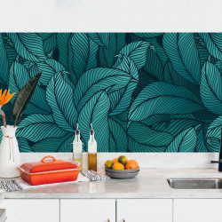 Crédence adhésive feuillage turquoise