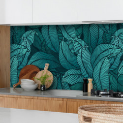 Crédence adhésive feuillage turquoise