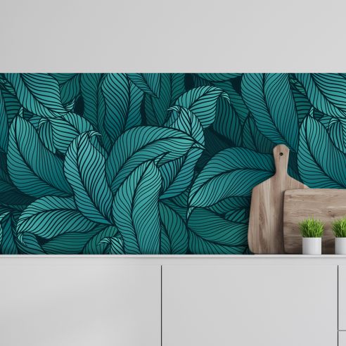 Crédence adhésive feuillage turquoise