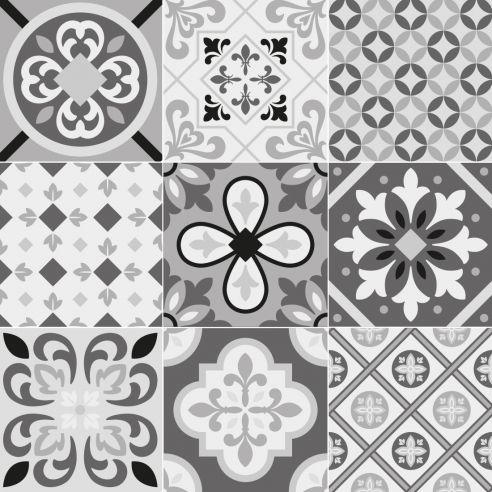 Crédence adhésive carreaux de ciment gris et blanc