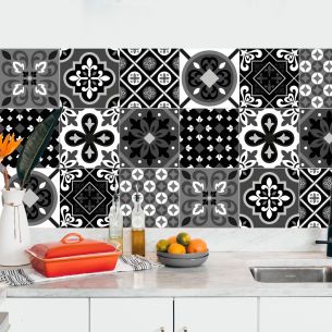 Crédence adhésive carreaux de cimentnoir et blanc 2