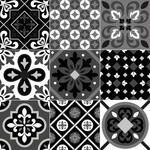 Crédence adhésive carreaux de cimentnoir et blanc