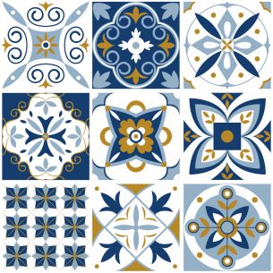 Crédence adhésive carreaux de ciment bleu 2