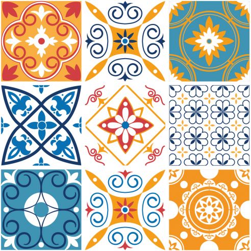 Crédence adhésive carreaux de ciment orange