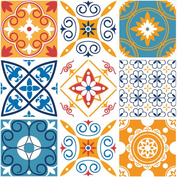 Crédence adhésive carreaux de ciment orange