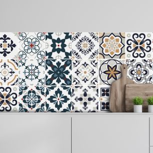 Crédence adhésive carreaux de ciment orange