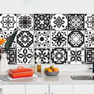 Crédence adhésive carreaux de ciment noir et blanc 2