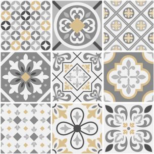 Crédence adhésive carreaux de ciment gris et beige 2