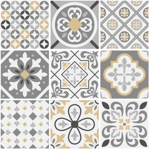 Crédence adhésive carreaux de ciment gris et beige