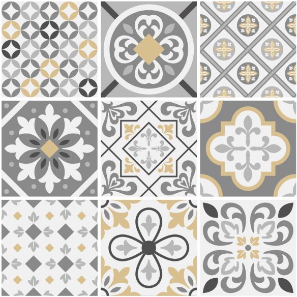 Crédence adhésive carreaux de ciment gris et beige