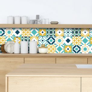 Crédence adhésive carreaux de ciment coloré 2