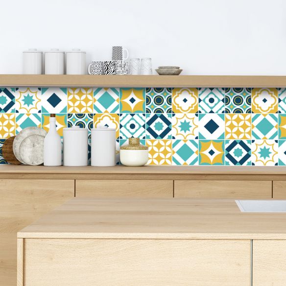 Crédence adhésive carreaux de ciment coloré