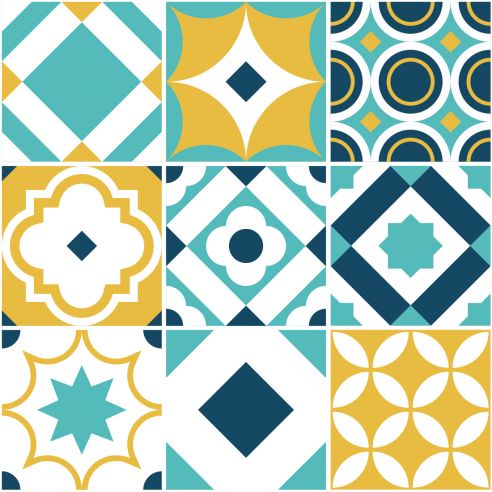 Crédence adhésive carreaux de ciment coloré