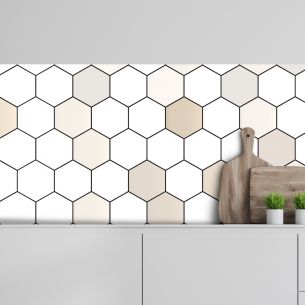 Crédence adhésive losange blanc beige 2