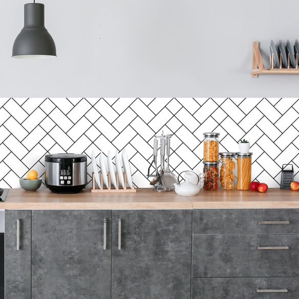 Crédence adhésive losange blanc beige